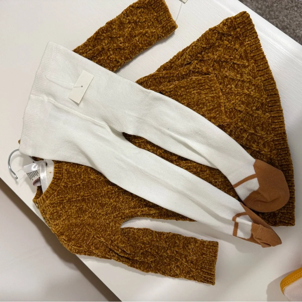 Rachel Zoe Mustard Knit Baby dress with tights. NWT - Picture 5 of 5